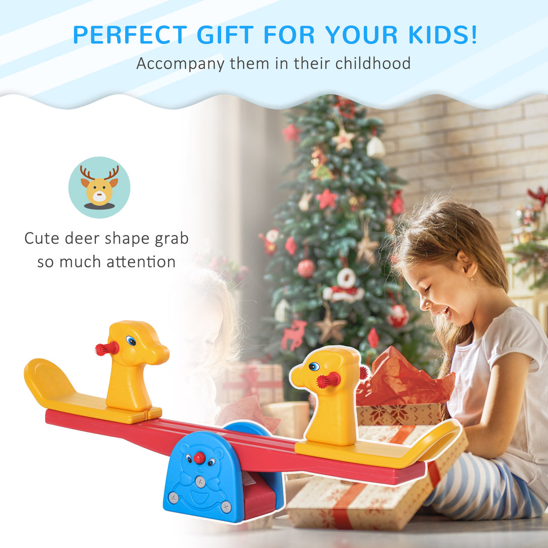 Kids Seesaw Safe Teeter Totter 2 Seats with Easy-Grip Handles, 360 Degrees Rotating Safe, Backyard Equipment, for 1-4 years old Multicolor