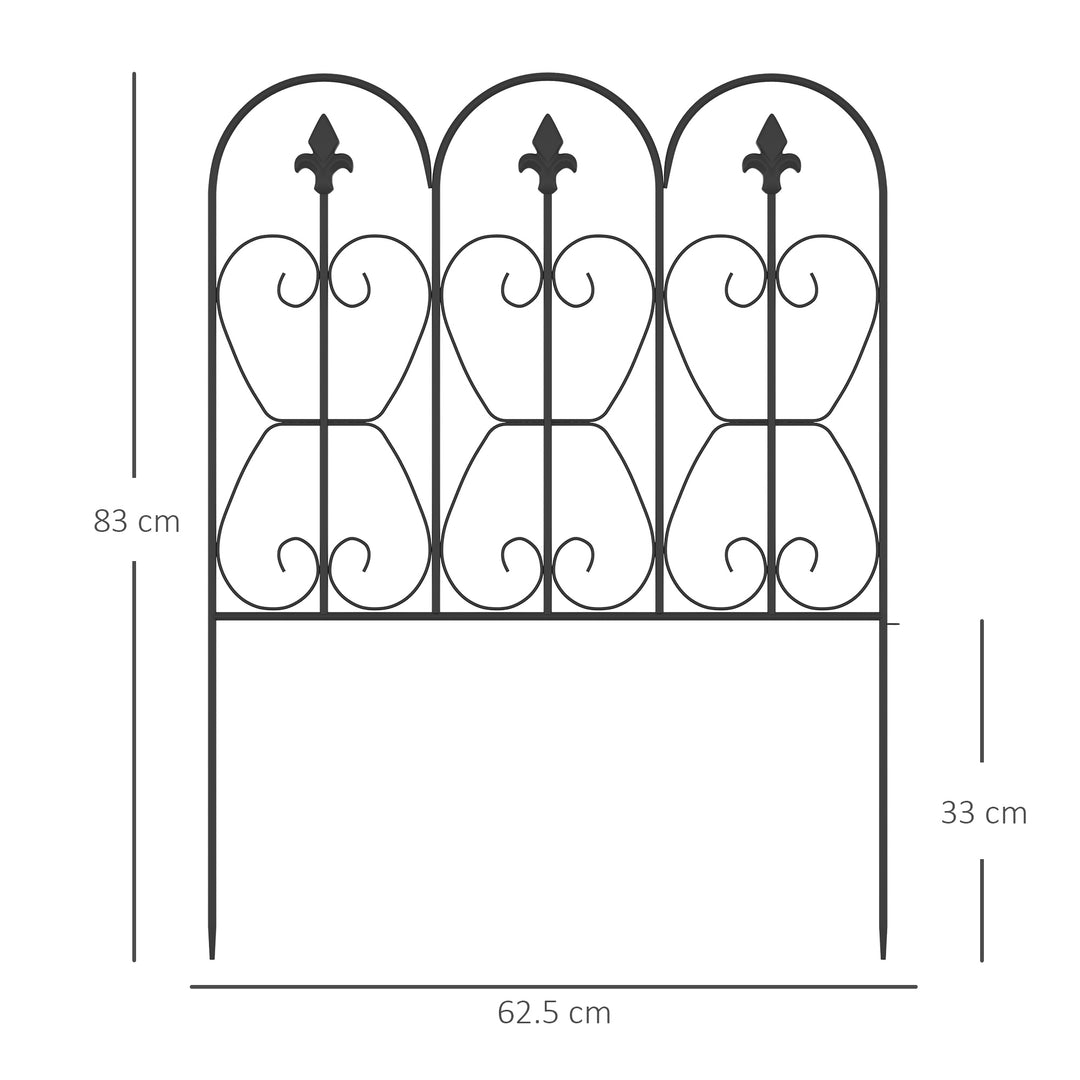 Decorative Garden Fencing, 5PCs Outdoor Picket Fence Panels, Rustproof Metal Wire Landscape Flower Bed Border Edging Animal Barrier, Black