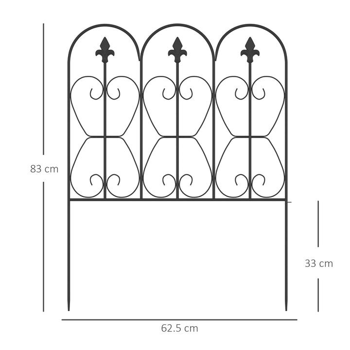 Decorative Garden Fencing, 5PCs Outdoor Picket Fence Panels, Rustproof Metal Wire Landscape Flower Bed Border Edging Animal Barrier, Black