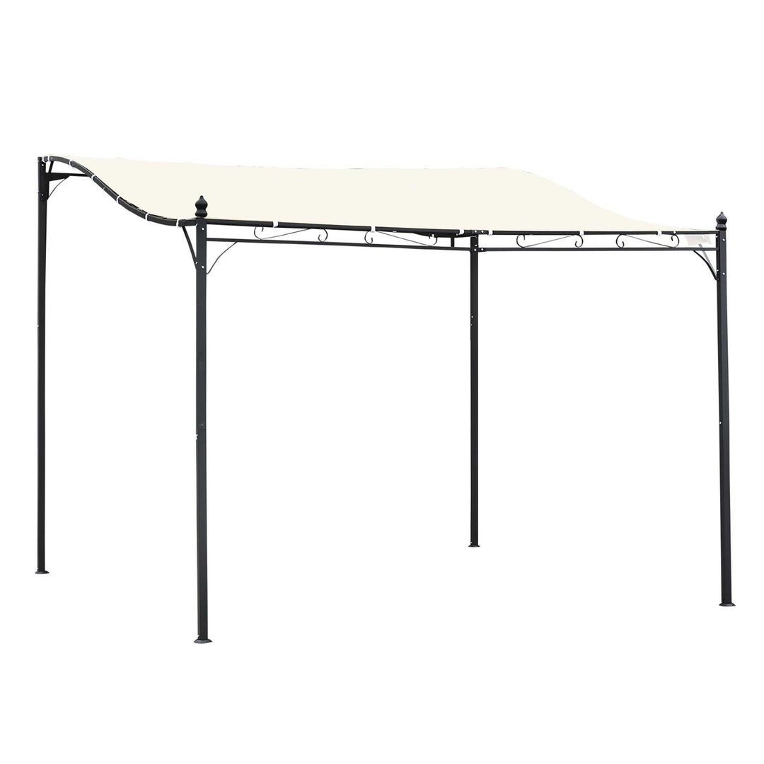 Elegant Pergola Gazebo Metal Frame Elegant Scrolling Weather-Resistant Canopy Sun Rain Shade Garden Outdoor Shelter 3x3(m), Cream White