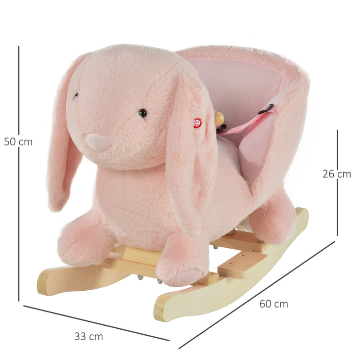Toddlers Rabbit Plush Rocking Ride On w/ Sound Pink
