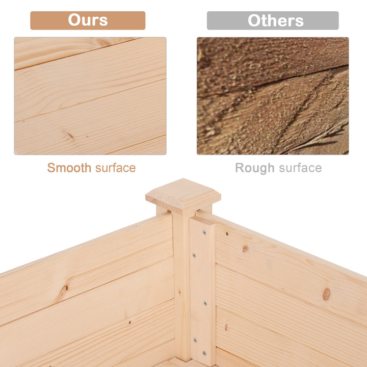 Garden Wooden Planters_ Non-Woven Fabric, Rectangular Raised Bed,Fir Wood_Indoor/Outdoor, 122.5Lx56.5Wx76H cm