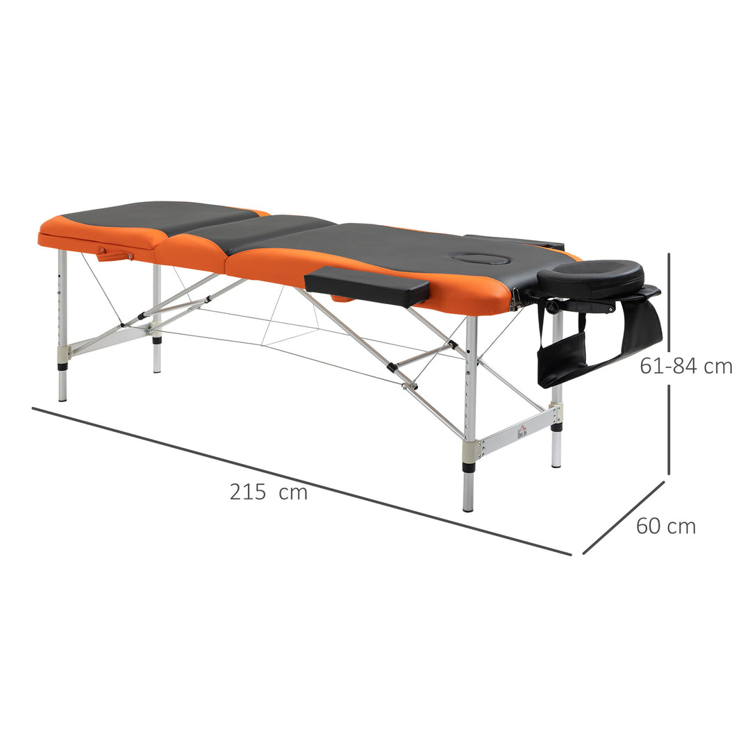 Foldable Massage Table Professional Salon SPA Facial Couch Bed Black and Orange