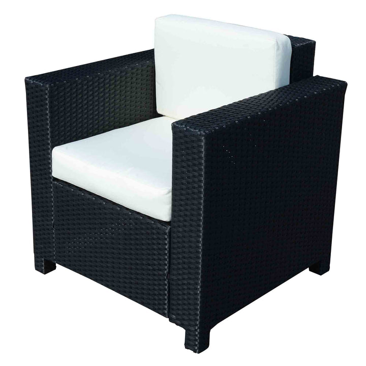 Rattan Garden All-Weather Wicker Single Sofa - Black