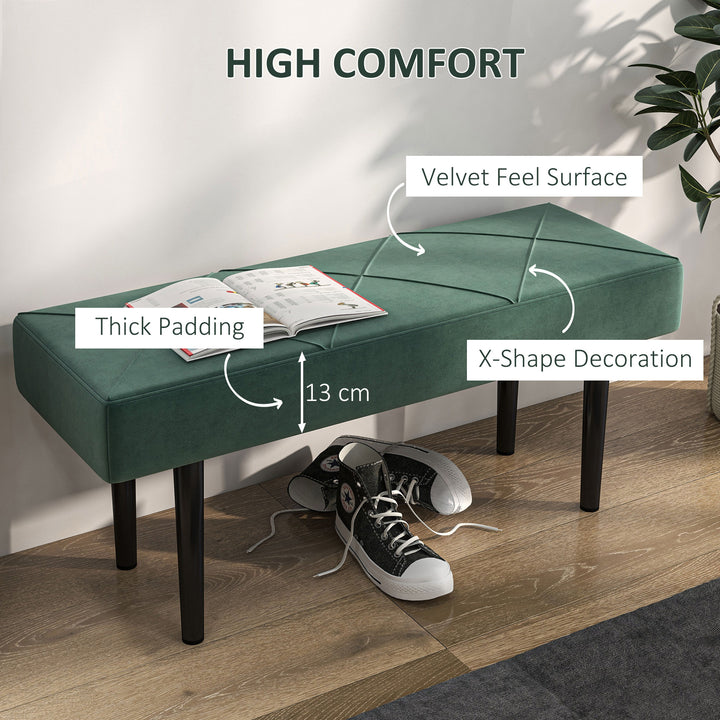End of Bed Bench with X-Shape Design and Steel Legs, Upholstered Hallway Bench for Bedroom, Green