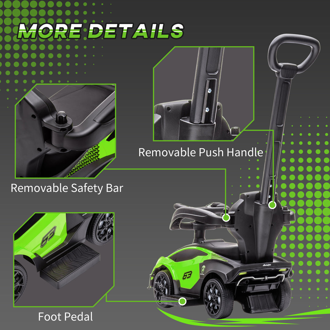 2 in 1 Baby Push Along Car Ride On Cars Sliding Car Essenza SCV12 Licensed for Toddler w/ Horn Engine Sound, Green