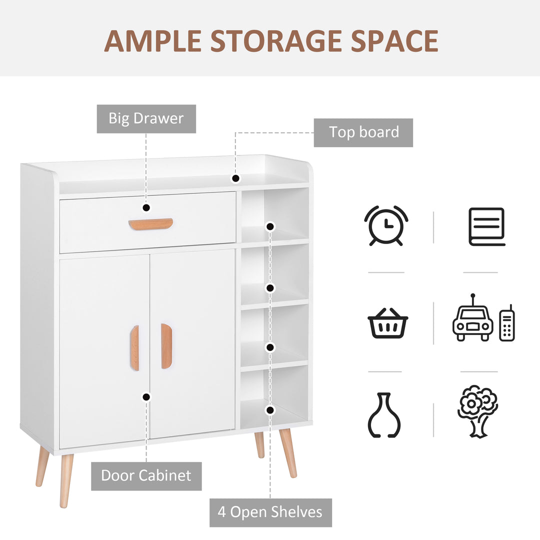 Sideboard Side Cabinet Floor Cupboard with Storage Drawer for Hallway, Kitchen, Bedroom, Living Room, White