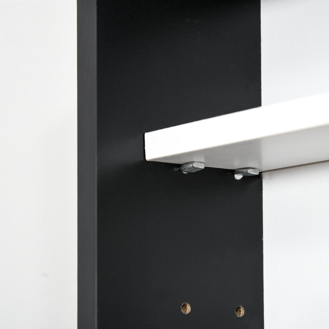 5-Tier Wall Display Shelf Unit Cabinet w/ 4 Adjustable Shelves Glass Doors Home Office Ornaments 60x80cm Black/White