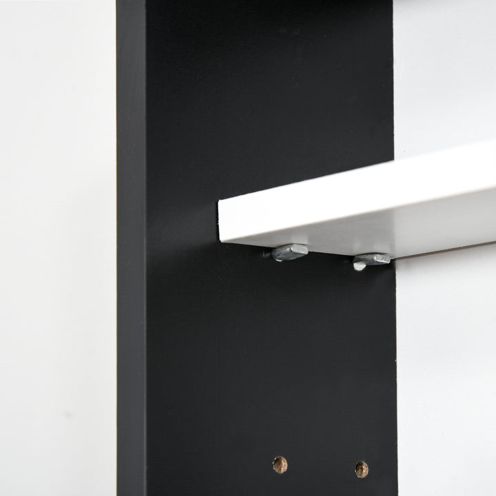 5-Tier Wall Display Shelf Unit Cabinet w/ 4 Adjustable Shelves Glass Doors Home Office Ornaments 60x80cm Black/White