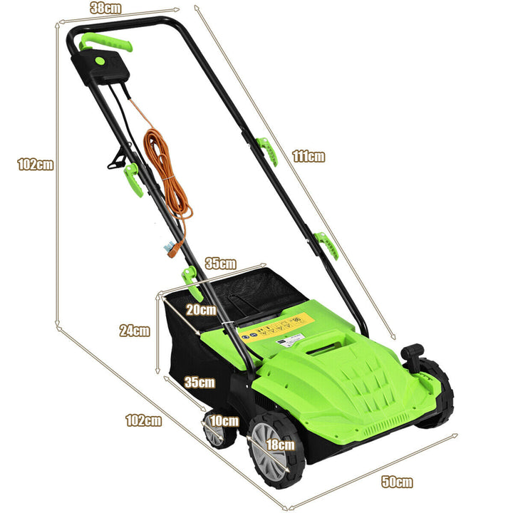 2 in 1 Electric Scarifier and Lawn Aerator with 40L Collection Box-Green