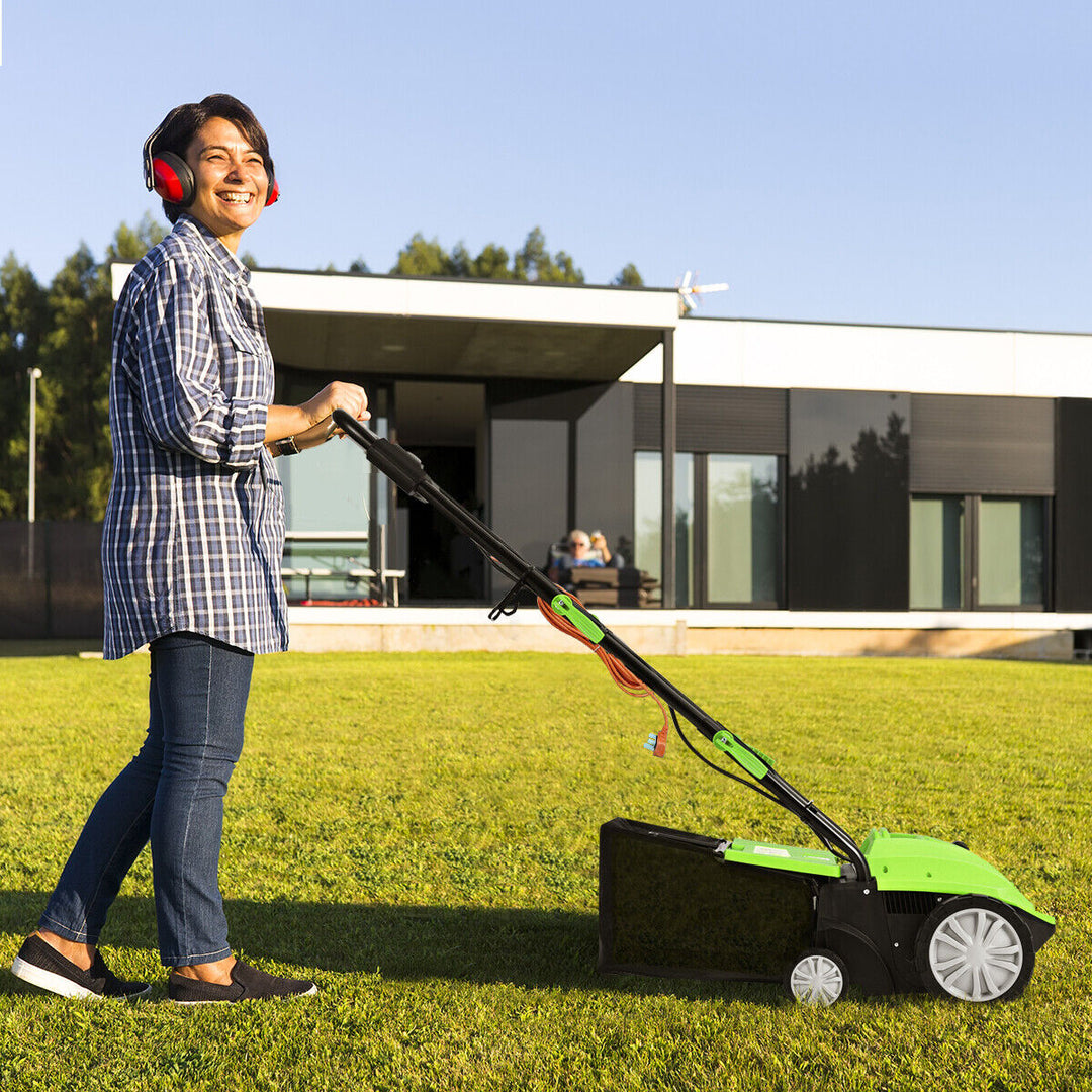 2 in 1 Electric Scarifier and Lawn Aerator with 40L Collection Box-Green