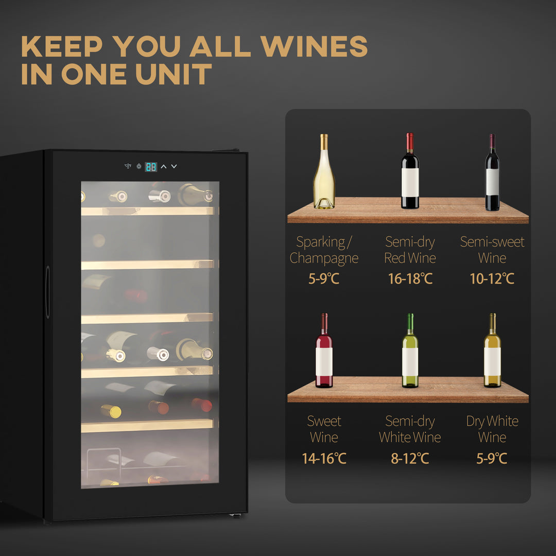 Wine Freestanding Fridge with Glass Door, 65 Litres Single Zone Wine Cooler Fridge with Digital Touch Screen Controls and LED Light, Black
