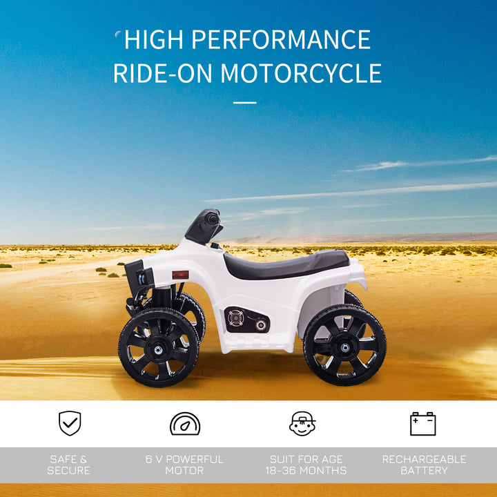 6 V Kids Ride on Cars Quad Bike for 18-36 months White+Black