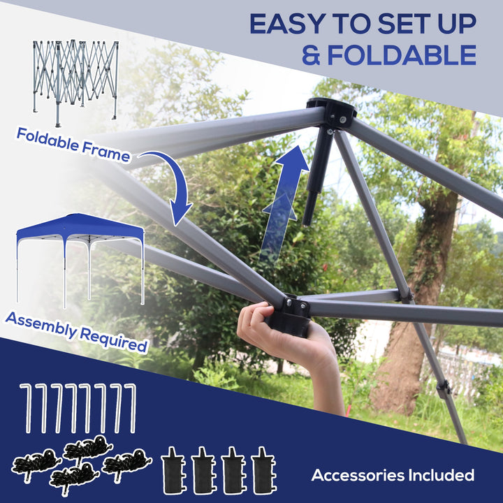 Outsunny 3x3m Pop Up Gazebo Height Adjustable Foldable Canopy Tent w/ Carry Bag, Wheels and 4 Leg Weight Bags, Blue