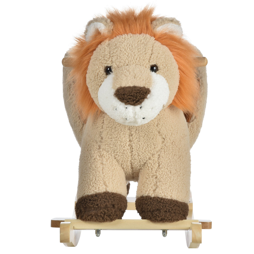 Toddlers Plush Lion Rocking Horse Brown