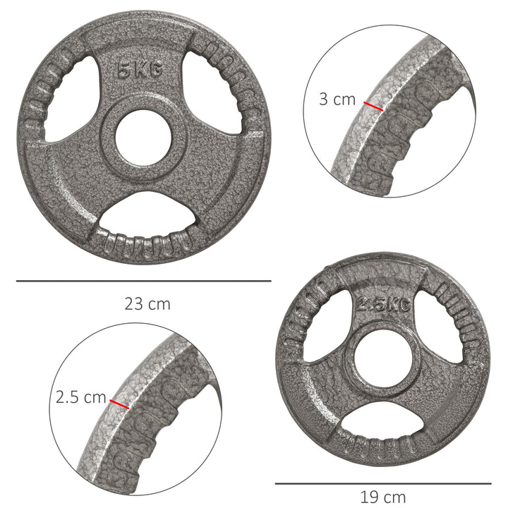 HOMCOM 4 PCS Olympic Weight Plates Grip Plate Sets for Strength and Crossfit and Weightlifting Training, Barbell Weight Set for Home
