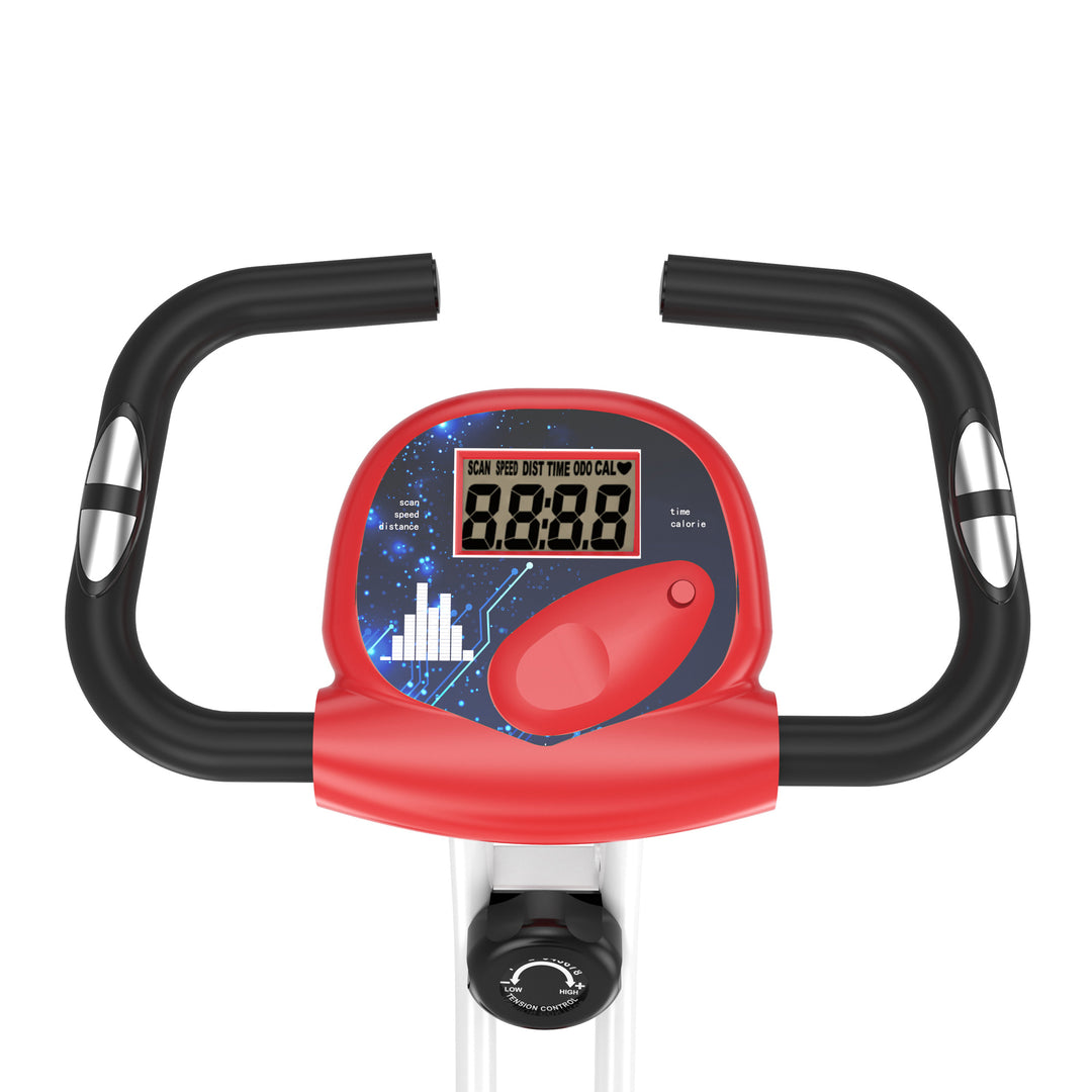 HOMCOM Steel Manual Stationary Bike Resistance Exercise Bike w/ LCD Monitor Red