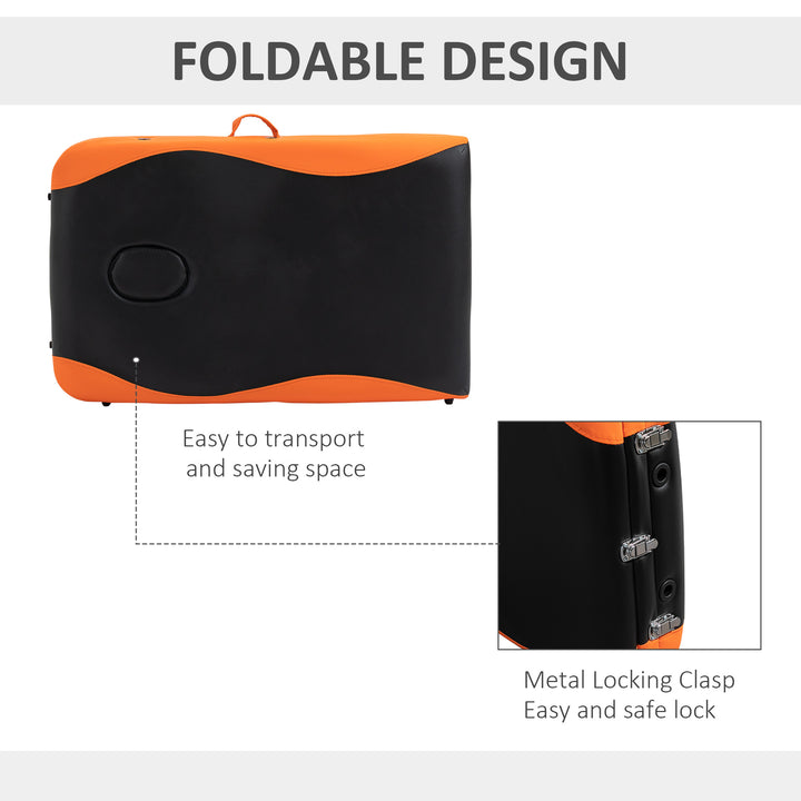 Foldable Massage Table Professional Salon SPA Facial Couch Bed Black and Orange