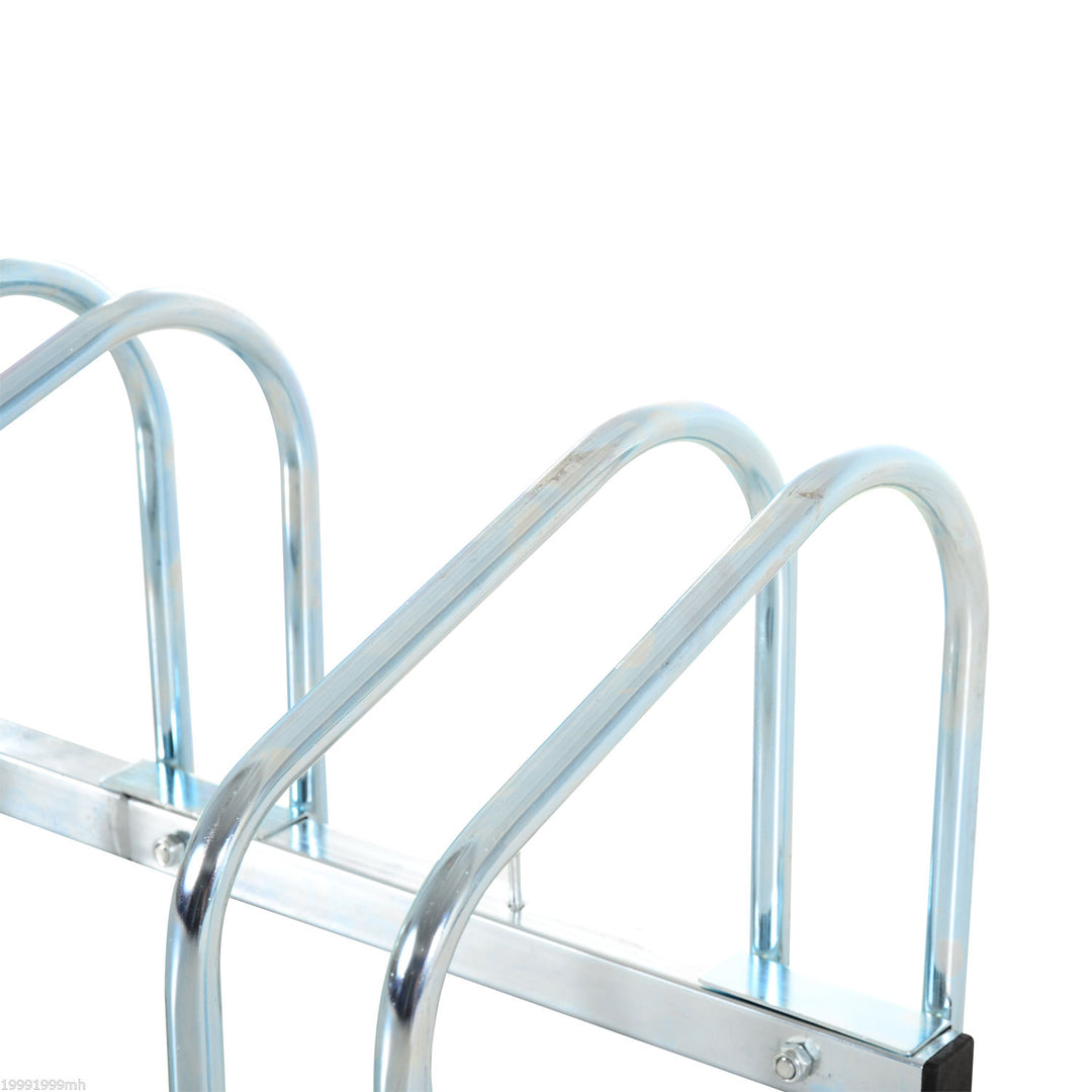 HOMCOM Bike Stand Parking Rack Floor or Wall Mount Bicycle Cycle Storage Locking Stand 76L x 33W x 27H (3 Racks, Silver)