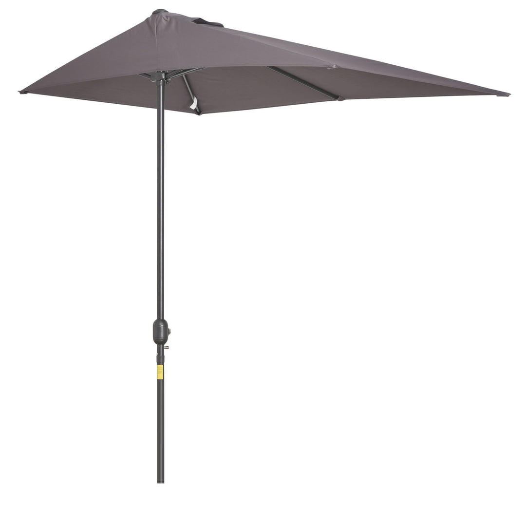 Balcony Half Parasol Semi Round Umbrella Patio Crank Handle (2.3m, Grey)- NO BASE INCLUDED