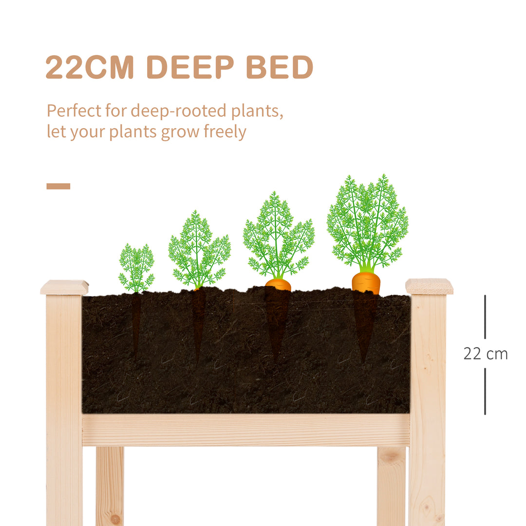 Garden Wooden Planters_ Non-Woven Fabric, Rectangular Raised Bed,Fir Wood_Indoor/Outdoor, 122.5Lx56.5Wx76H cm