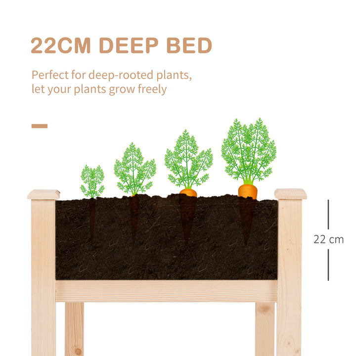 Garden Wooden Planters_ Non-Woven Fabric, Rectangular Raised Bed,Fir Wood_Indoor/Outdoor, 122.5Lx56.5Wx76H cm