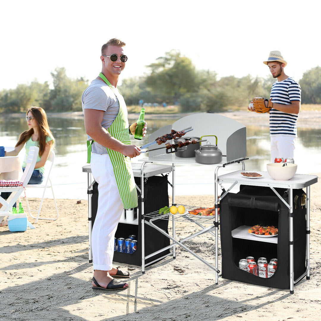 2 in 1 Folding Aluminium Table with Windshield