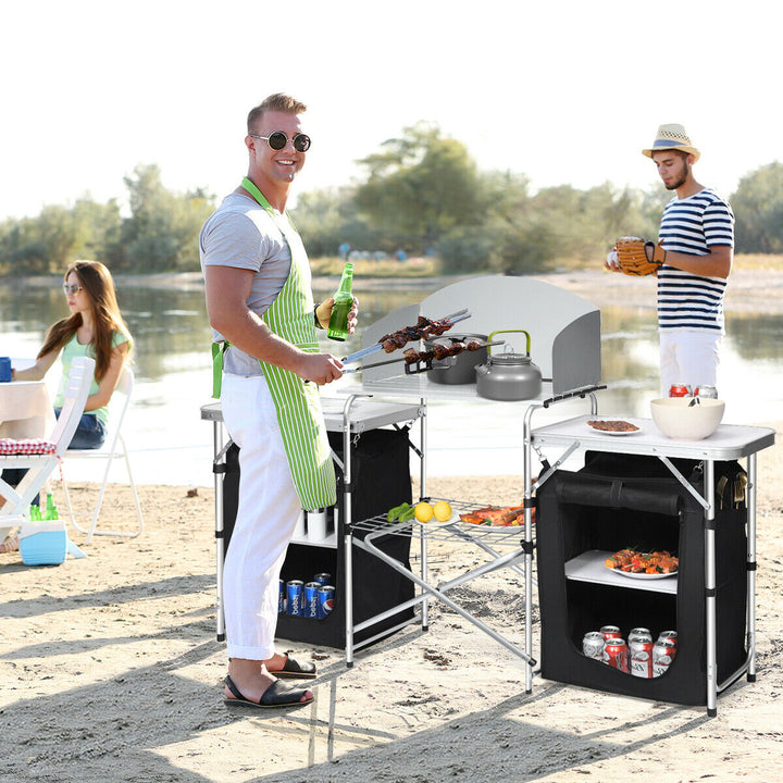 2 in 1 Folding Aluminium Table with Windshield