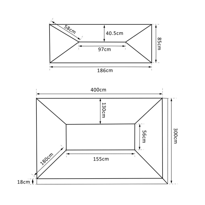 Outsunny 3x4m Gazebo Replacement Roof Canopy 2 Tier Top UV Cover Garden Patio Outdoor Sun Awning Shelters Cream (TOP ONLY)