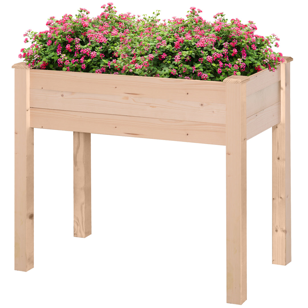Outsunny Garden Wooden Planters, Rectangular Raised Bed, Fir Wood,Indoor/Outdoor, Planter Vegetable Herb Holder Display, Oak Tone,86L x 46W x 76Hcm