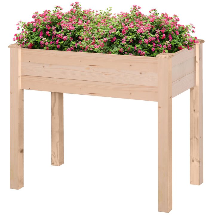 Outsunny Garden Wooden Planters, Rectangular Raised Bed, Fir Wood,Indoor/Outdoor, Planter Vegetable Herb Holder Display, Oak Tone,86L x 46W x 76Hcm