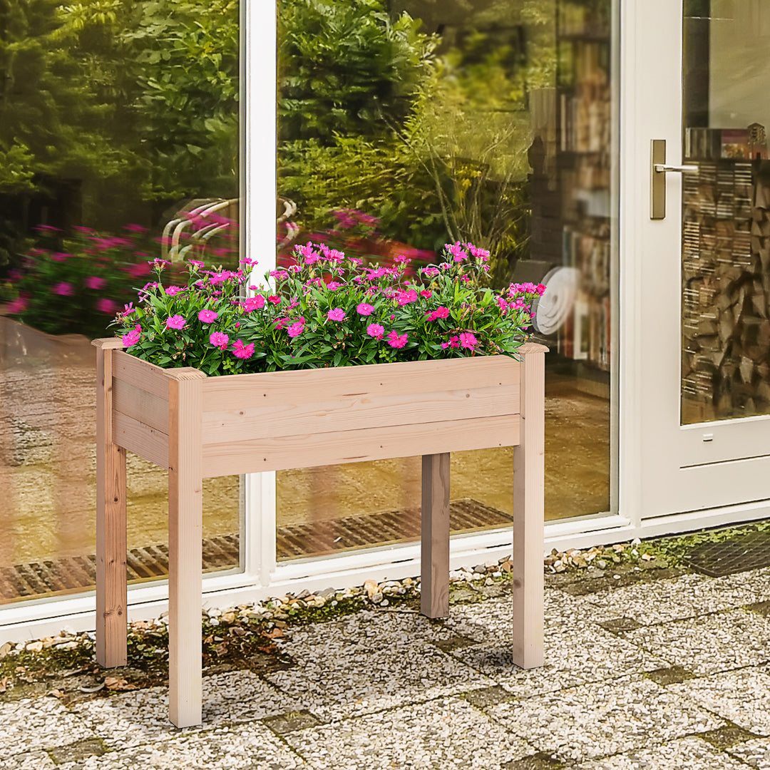 Outsunny Garden Wooden Planters, Rectangular Raised Bed, Fir Wood,Indoor/Outdoor, Planter Vegetable Herb Holder Display, Oak Tone,86L x 46W x 76Hcm