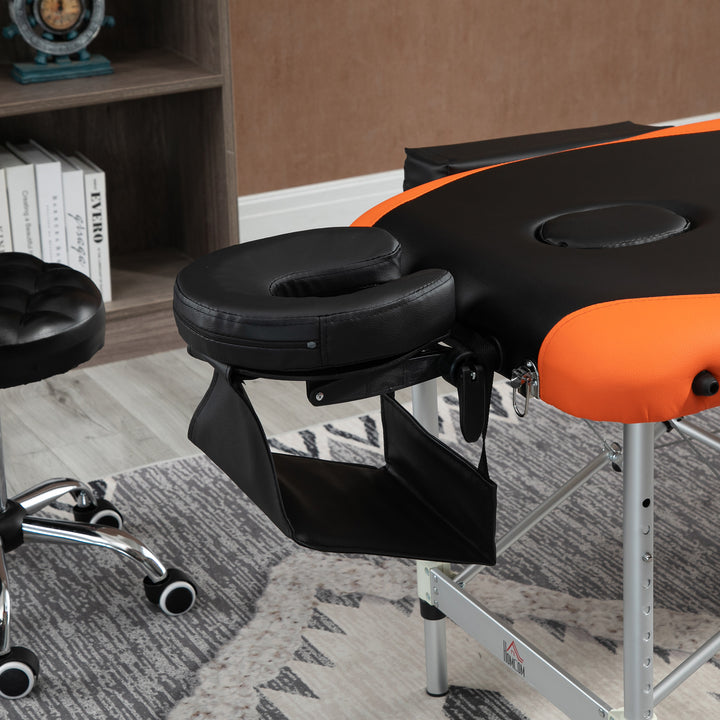 Foldable Massage Table Professional Salon SPA Facial Couch Bed Black and Orange