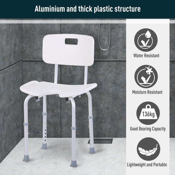 8-Level Height Adjustable Bath Stool Spa Shower Chair Aluminum w/ Non-Slip Feet, Handle for the Pregnant, Old, Injured