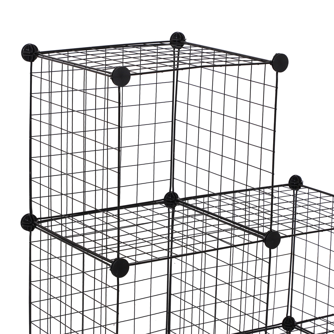6 Cube Metal Wire Rack Interlocking Storage Cabinet Display Shelves Black