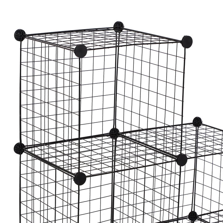 6 Cube Metal Wire Rack Interlocking Storage Cabinet Display Shelves Black