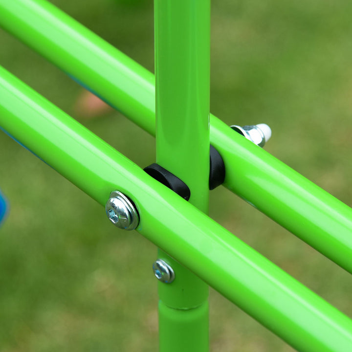Metal Swings & Seesaw Set Double Seats with a Height Adjustable Children Outdoor Backyard Play Set for Toddlers Over 3 Years Old, Green