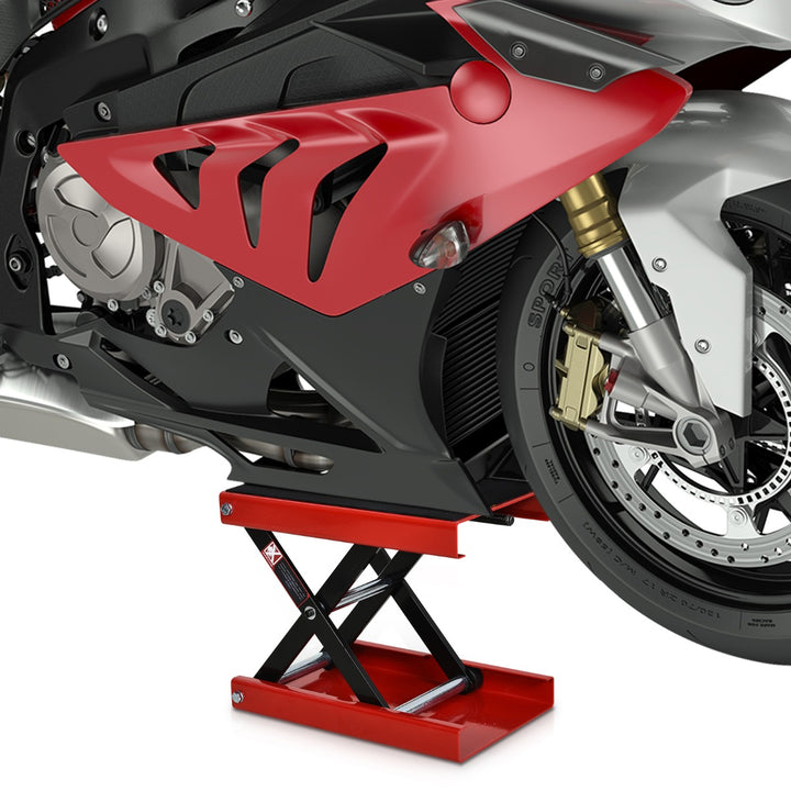 Steel Manual Repair Motorcycle Lift Platform Red