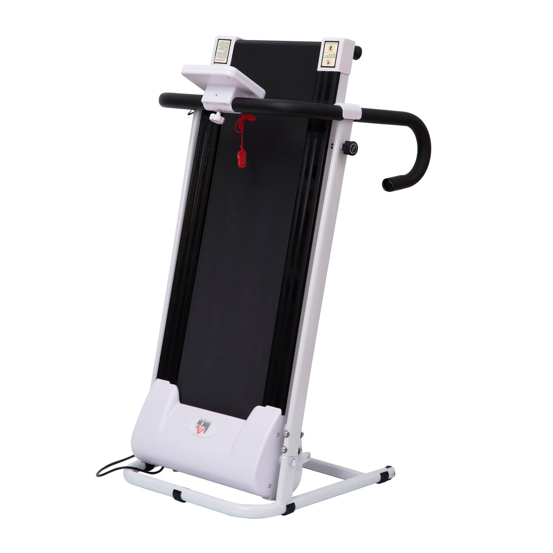 HOMCOM Steel Folding Motorized Home Treadmill w/ LCD Monitor White