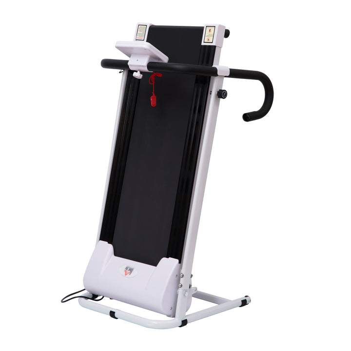 HOMCOM Steel Folding Motorized Home Treadmill w/ LCD Monitor White