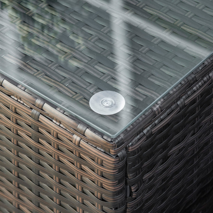 Rattan Garden Furniture Coffee Table Patio Tempered Glass (Mixed Brown)