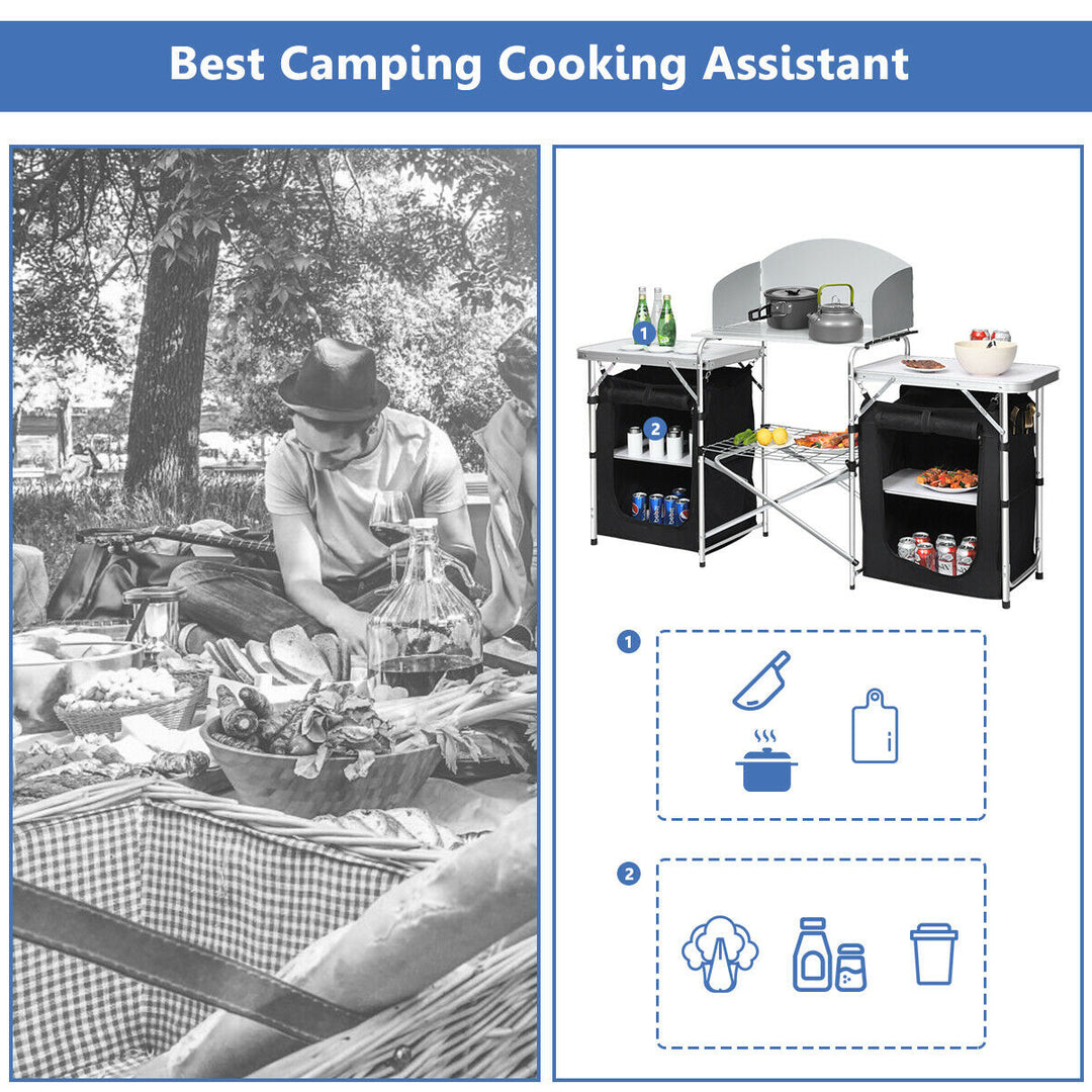 2 in 1 Folding Aluminium Table with Windshield