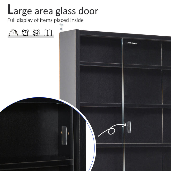Particle Board 5-Tier Glass Door Display Cabinet Black