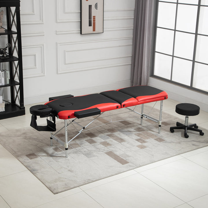 Foldable Massage Table Professional Salon SPA Facial Couch Bed Black and Red