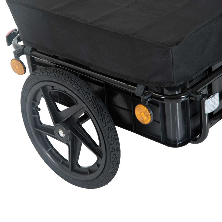 Bicycle Trailer Cargo Jogger Luggage Storage Stroller with Towing Bar - Black