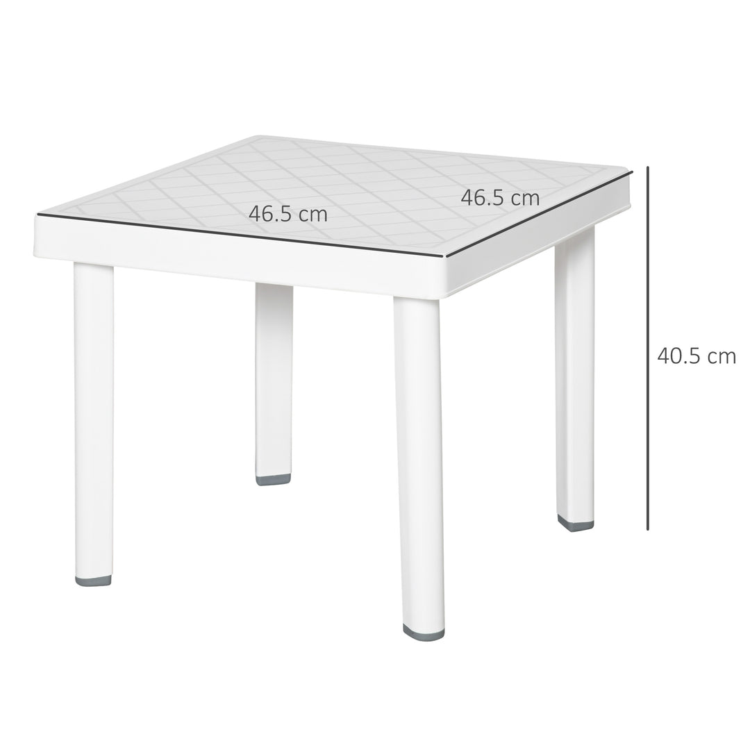 Garden Side Table Outdoor Square Coffee End Table for Drink Snack, White