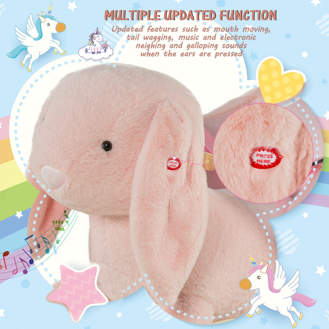 Toddlers Rabbit Plush Rocking Ride On w/ Sound Pink
