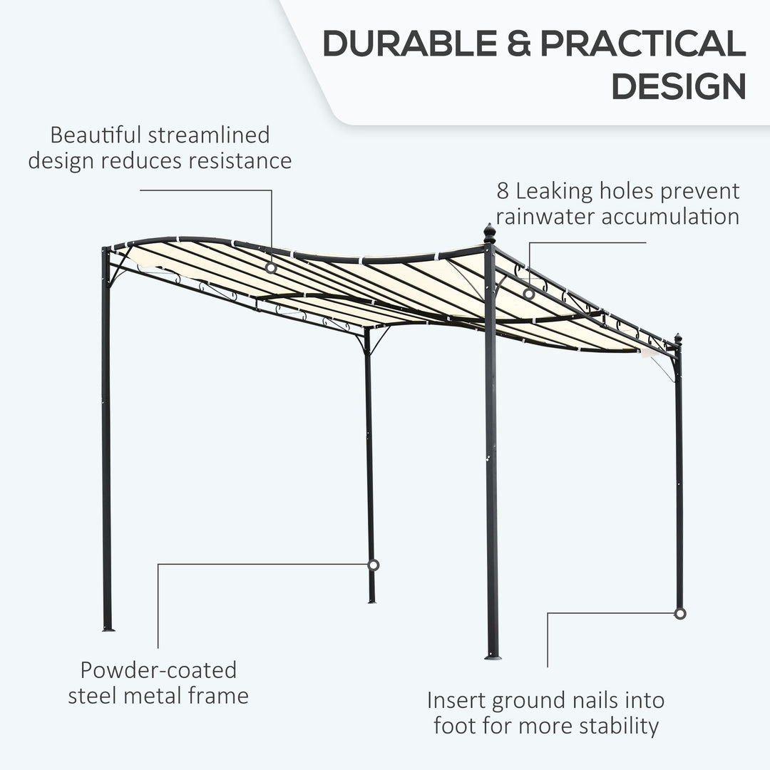 Elegant Pergola Gazebo Metal Frame Elegant Scrolling Weather-Resistant Canopy Sun Rain Shade Garden Outdoor Shelter 3x3(m), Cream White