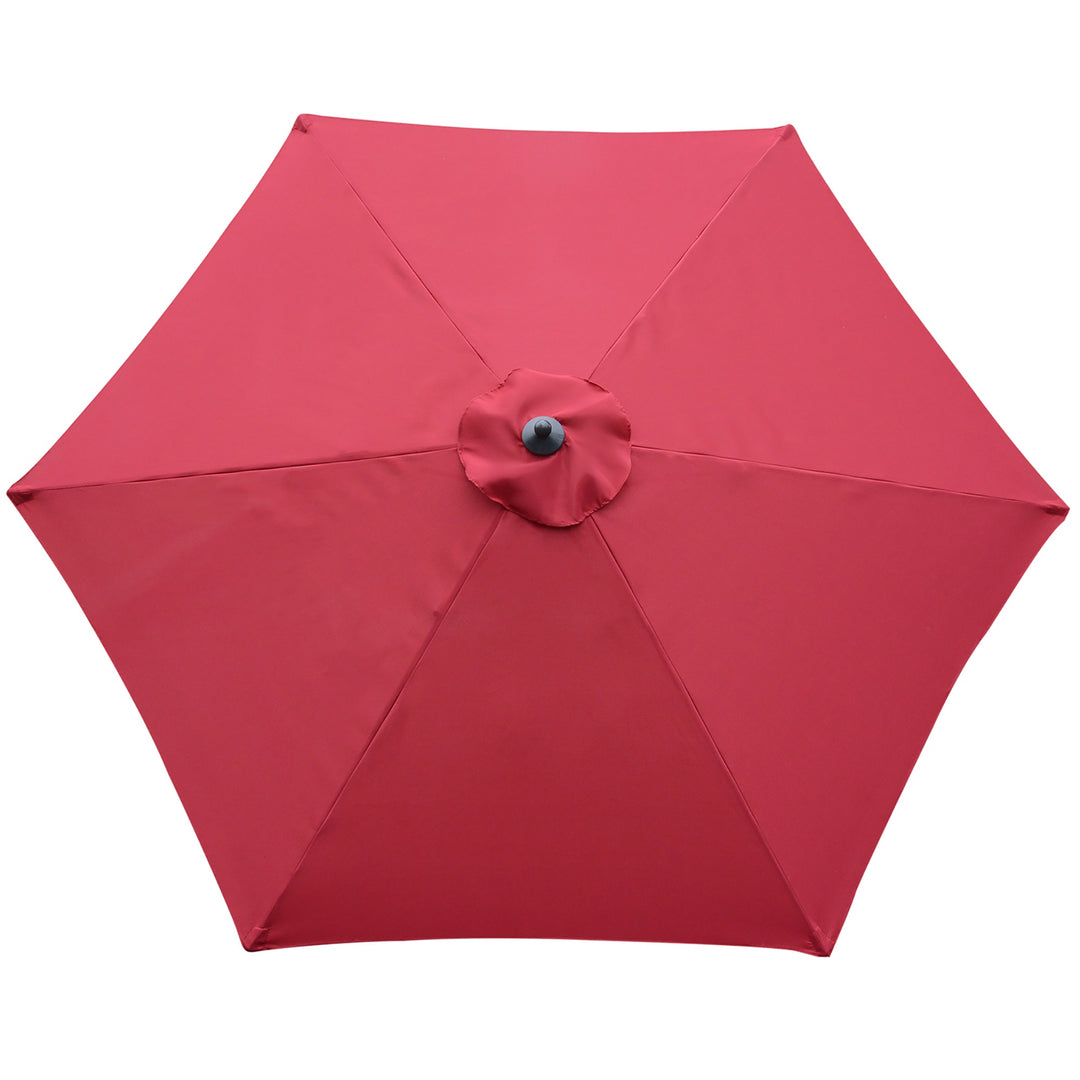 2.8m Patio Parasols Umbrellas Outdoor 6 Ribs Sunshade Canopy Manual Push Garden Backyard Furniture, Wine Red