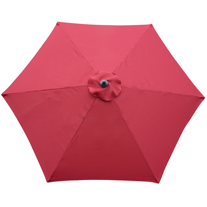 2.8m Patio Parasols Umbrellas Outdoor 6 Ribs Sunshade Canopy Manual Push Garden Backyard Furniture, Wine Red